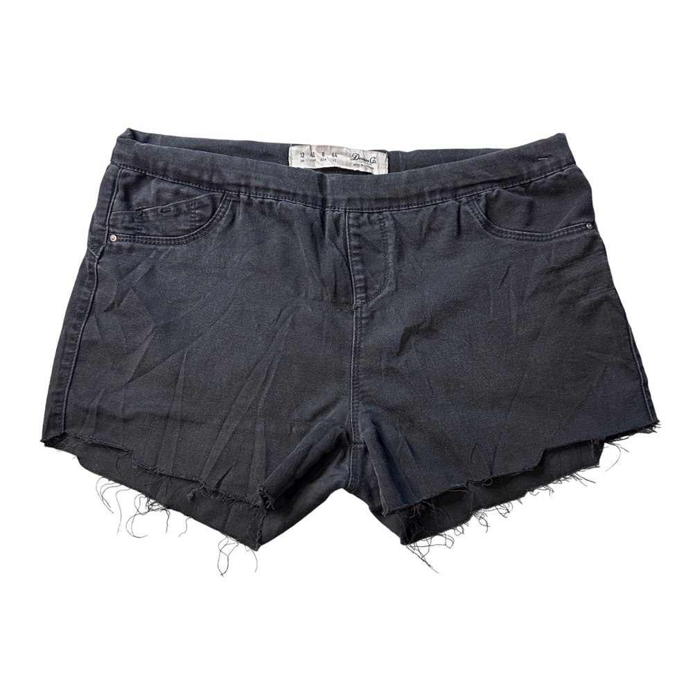 Denim‎ Co Shorts Womens 8 Black Jean Pull On Raw Hem Stretch Casual Summer 34002